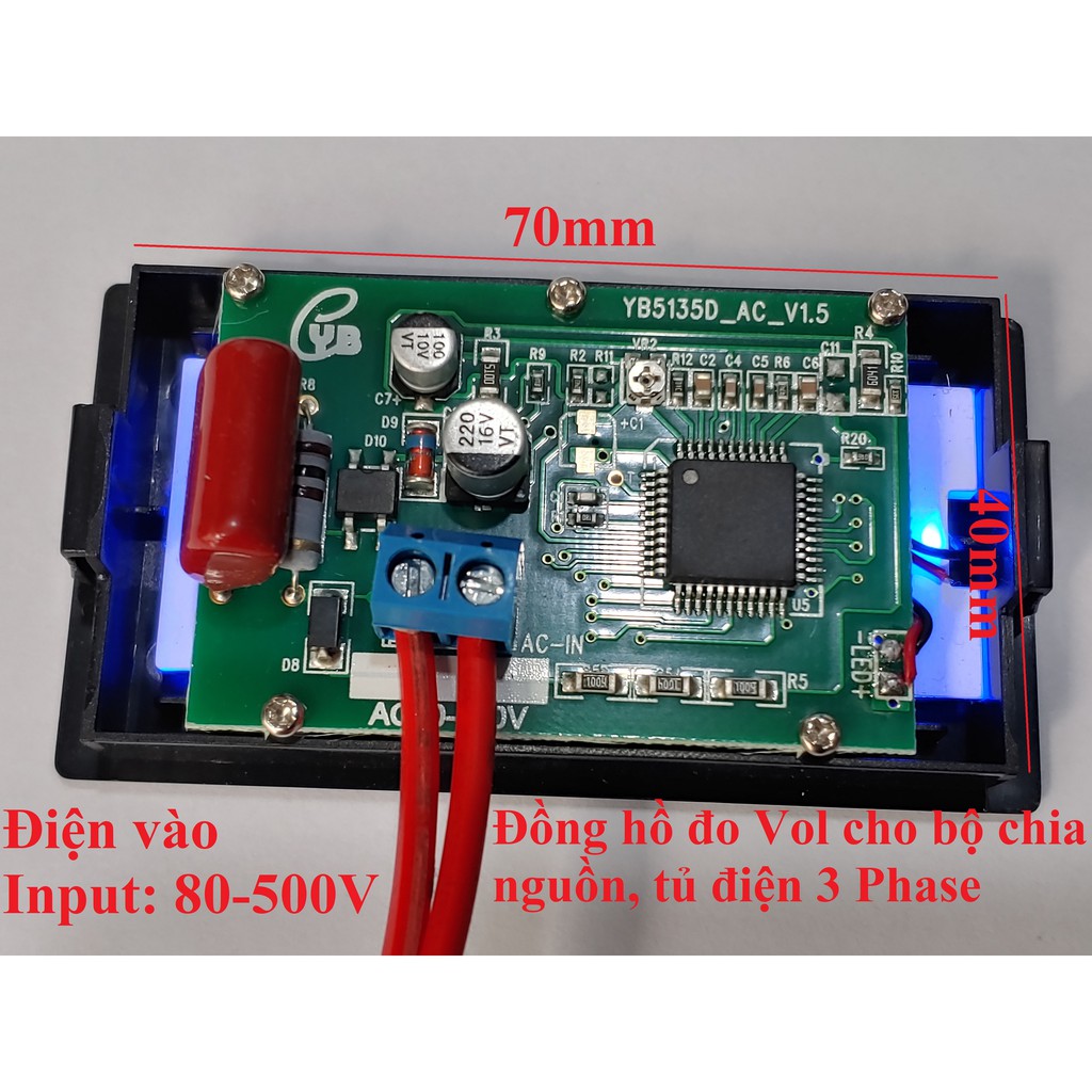 Đồng hồ đo điện áp 80-500V thay thế cho Bộ Chia Nguồn, Tủ Điện