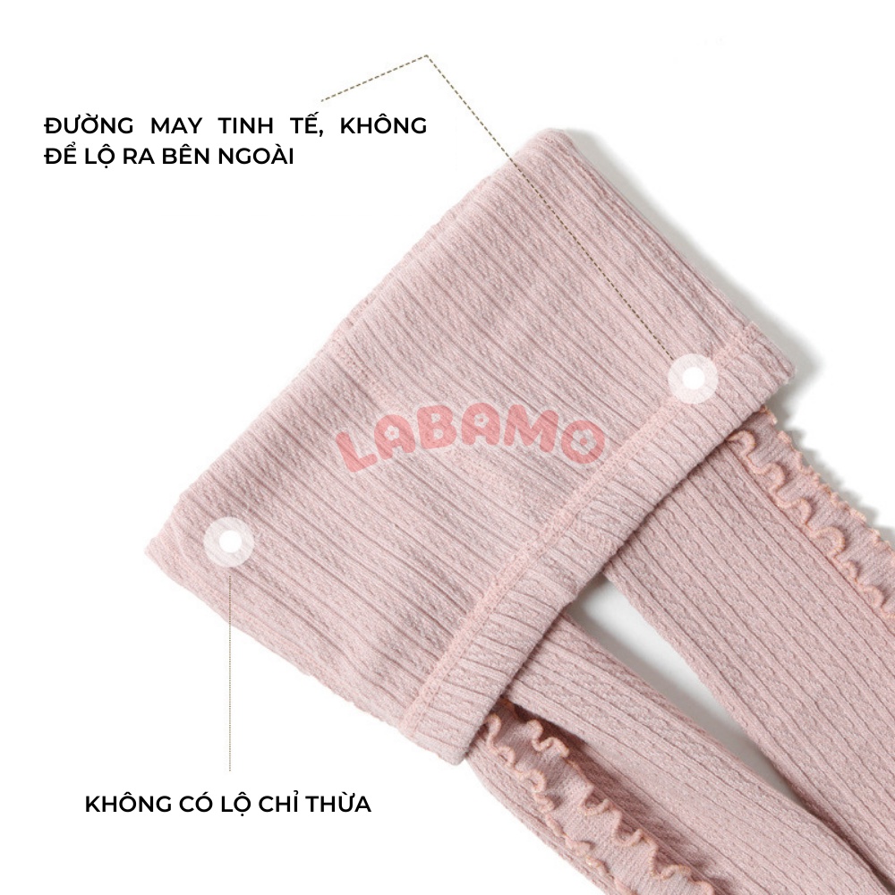 Quần tất legging không bàn cho bé từ 0-3 tuổi có bèo nhún đáng yêu, chất liệu len dày dặn siêu ấm LABAMO