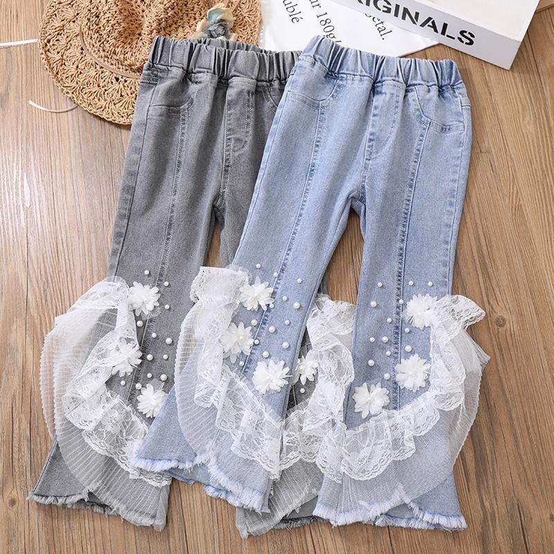 Quần Jeans Ống Loe Phong Cách Hàn Quốc Thời Trang Xuân Thu Dành Cho Bé Gái Tiểu Học