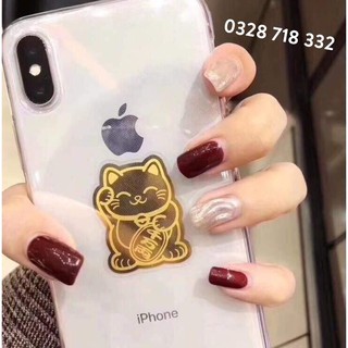 Mèo thần tài mạ vàng, miếng dán phong thủy mèo thần tài chiêu tài, hút lộc, may mắn, bình an