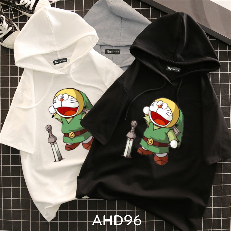 ⚡️ FREESHIP 50K ⚡️ AHD96 Áo thun teen nam nữ HOODIE TAY LỠ CÓ NÓN hình doraemon zendal