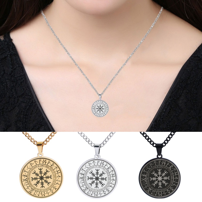Mary Vòng cổ Bùa Hộ Mệnh Viking Phong Cách Bắc Âu Cho Nam Vegvisir