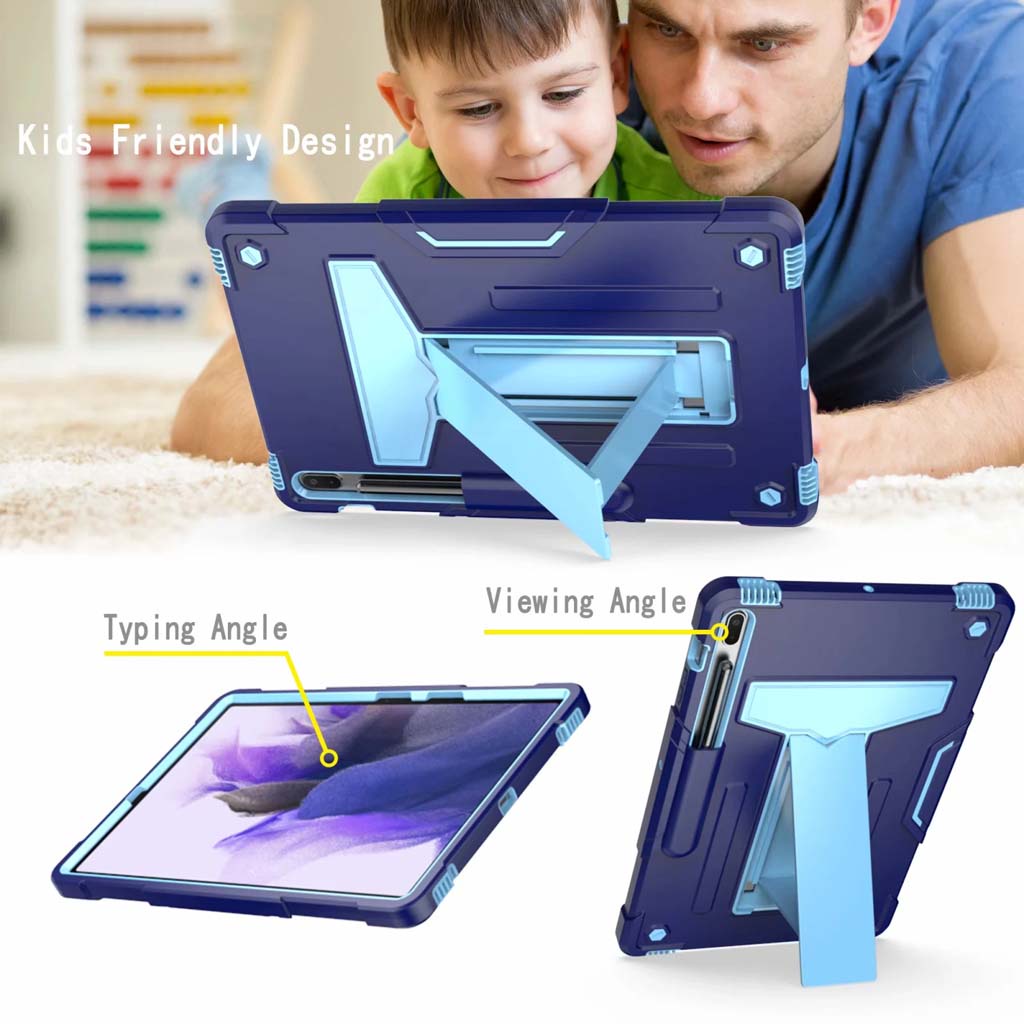 Ốp Máy Tính Bảng Bằng PC Silicon Chống Sốc Chống Rơi Kèm Giá Đỡ Cho Samsung Tab S7 FE T730 T735 T736 T733 S8 Plus X800 X806 S7 Plus T970 T975 12.4 inch