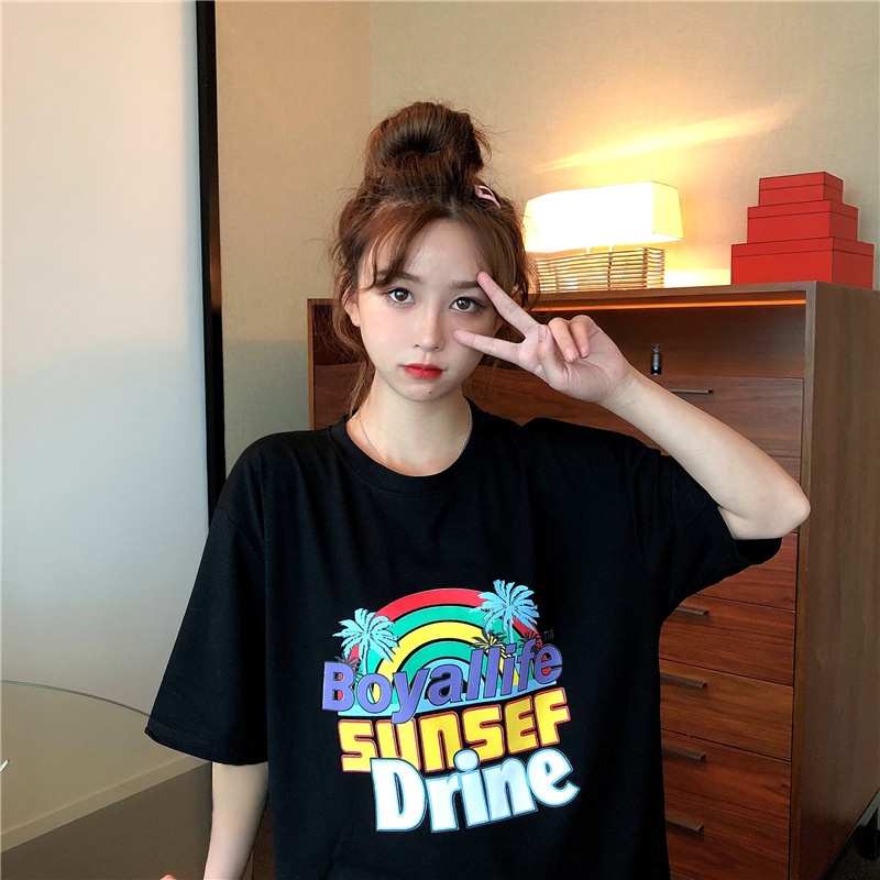 Áo thun tay lỡ nữ Unisex AQI, áo phông form rộng N105 chất vải mềm mịn