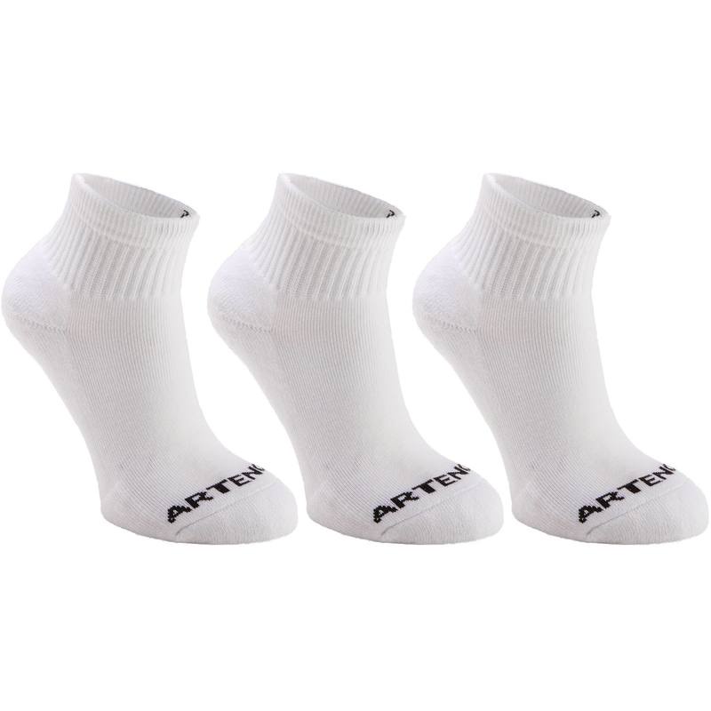 Gói 3 đôi tất thể thao cổ vừa Decathlon Artengo rs 100 cho trẻ em - trắng
