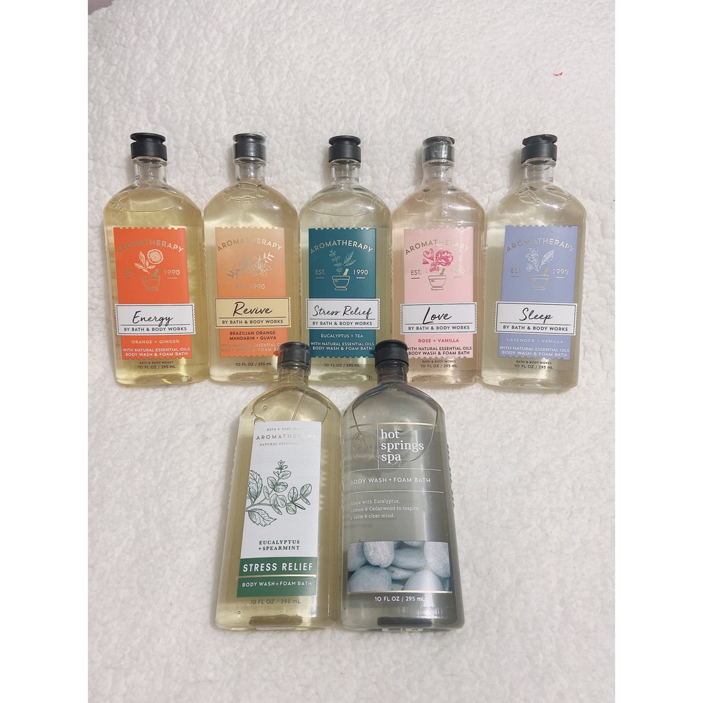 Aromatherapy Spearmint Lavender Eucalyptus & Tea Sữa tắm Foam & Body Wash Bath & Body Works BBW 295ml