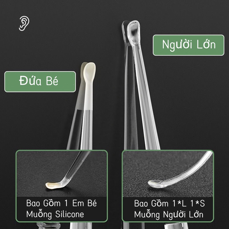 Dụng cụ lấy ráy tai đầu mềm bằng silicon có đèn chiếu sáng an toàn cho bé