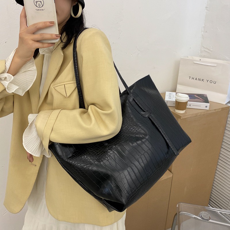 Túi xách da nữ đeo vai vân cá sấu cao cấp đi học đi chơi đi làm, túi tote da size to tiện dụng - 21JUN STORE