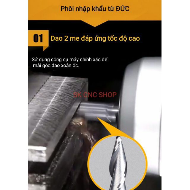 Mũi dao CNC cầu chóp HRC55 - không phủ - SK CNC SHOP