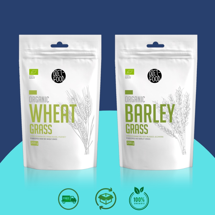 Bột cỏ lúa mạch, bột cỏ lúa mì non hữu cơ 200g Diet Food