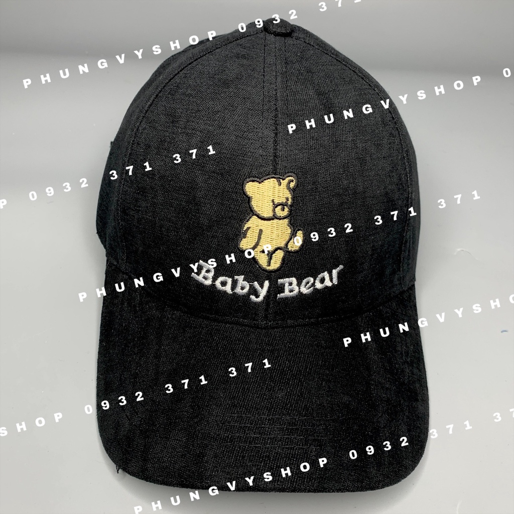 Mũ LƯỠI TRAI unisex nam nữ - NHUNG THÊU GẤU BABY BEAR - nón kết basic đơn giản