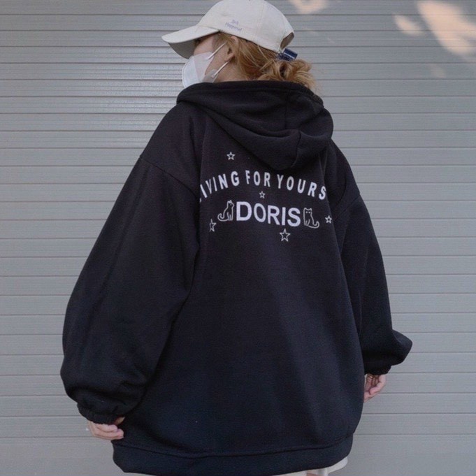 Áo Khoác Nỉ Nữ Tay Phồng Nón Lớn 2 Lớp Trùm Đầu Logo Mèo Mướp Form Rộng Mặc Đẹp Thoải Mái NEW UNISEX