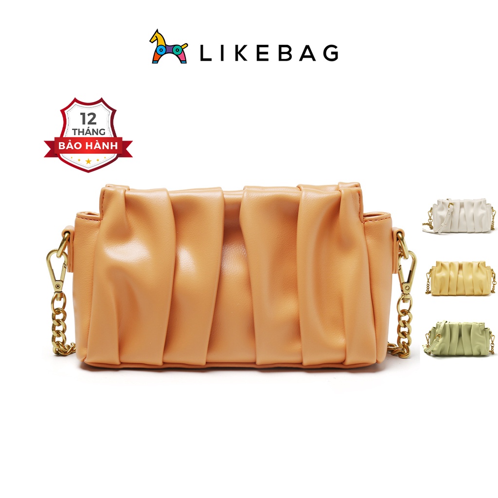 Túi xách nữ đeo chéo, đeo vai LIKEBAG da mềm xếp ly độc đáo phối xích 9759 - LIBAGI
