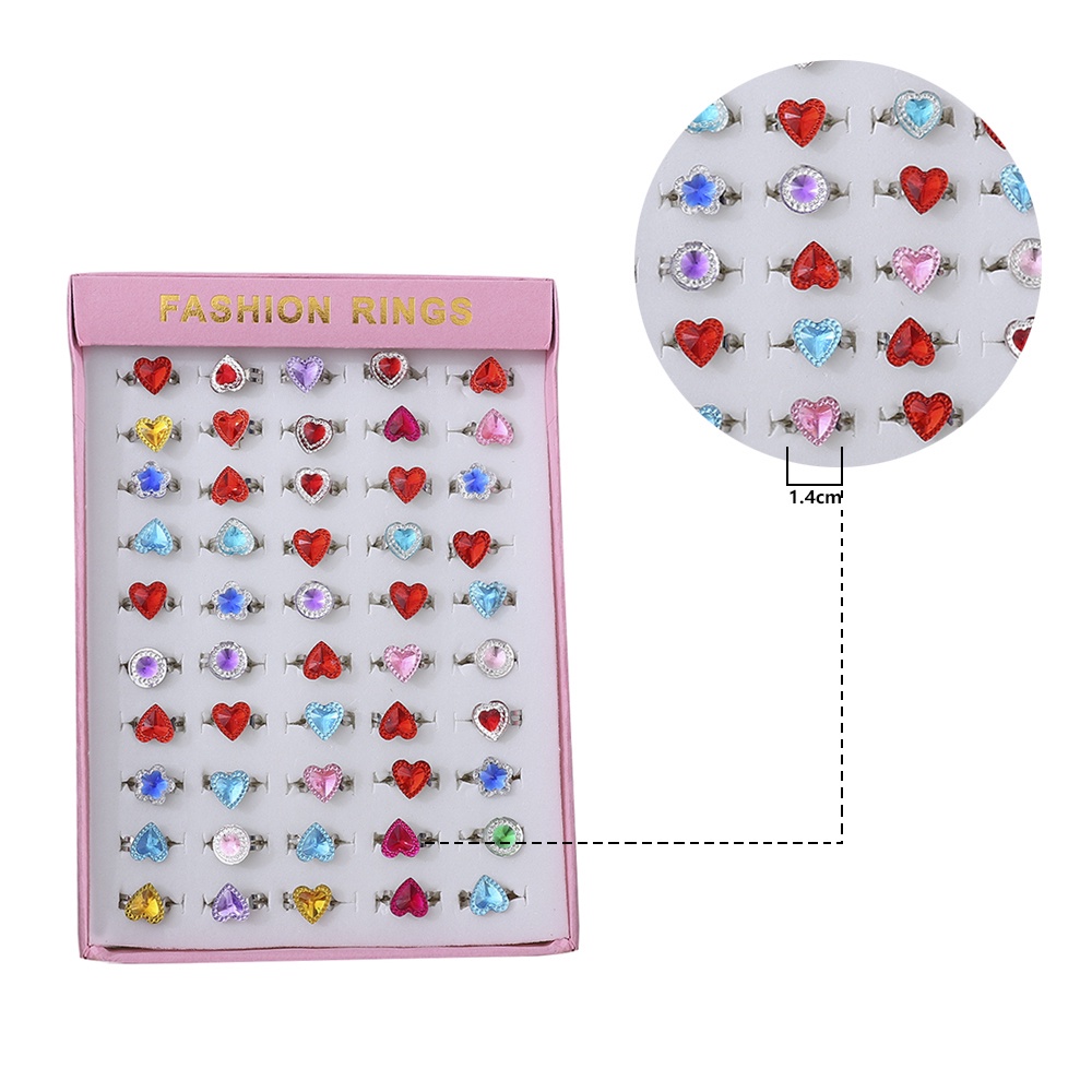 Bộ 50 Nhẫn Hoạt Hình Nhiều Màu Cho Bé Gái