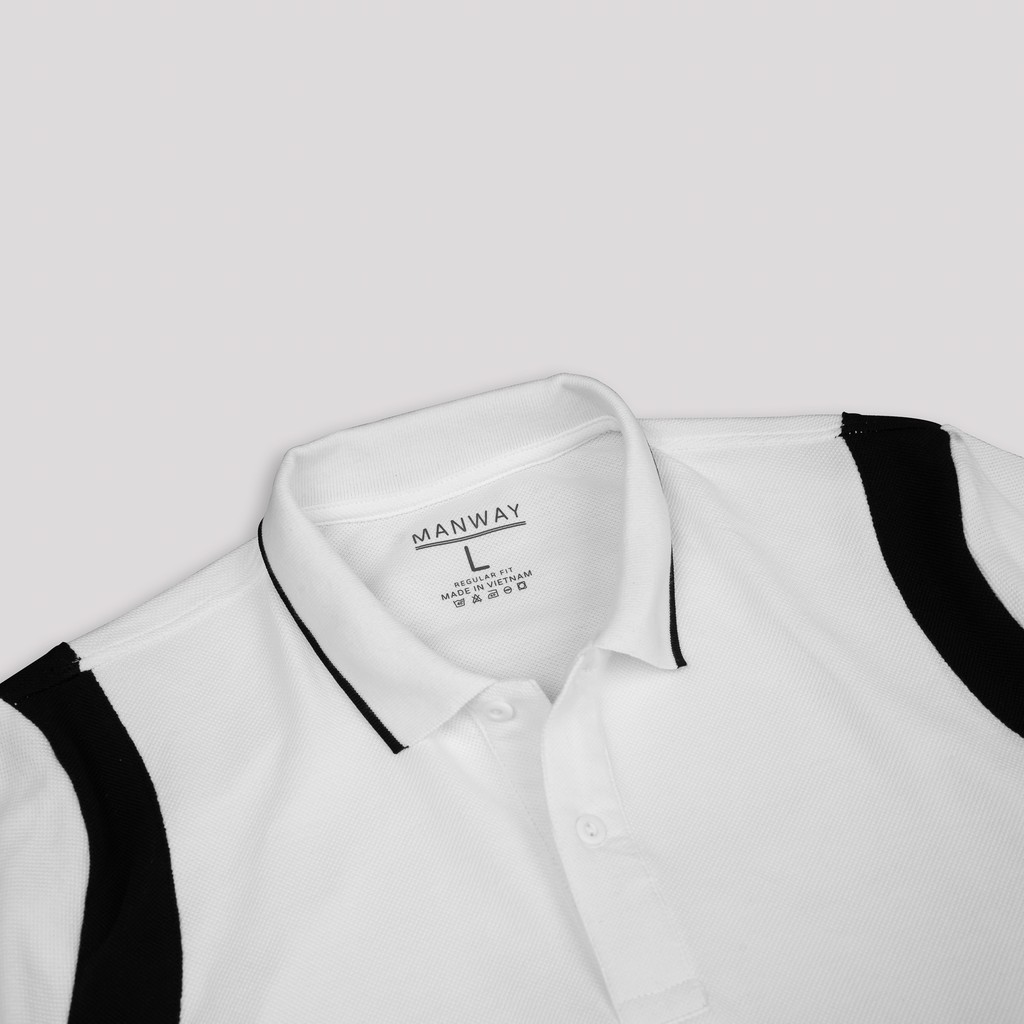 Áo phông nam có cổ Cotton 240gsm phiên bản Polo ComfortMax 1.0 phối đen dày dặn lịch sự thoải mái - thương hiệu MANWAY | BigBuy360 - bigbuy360.vn