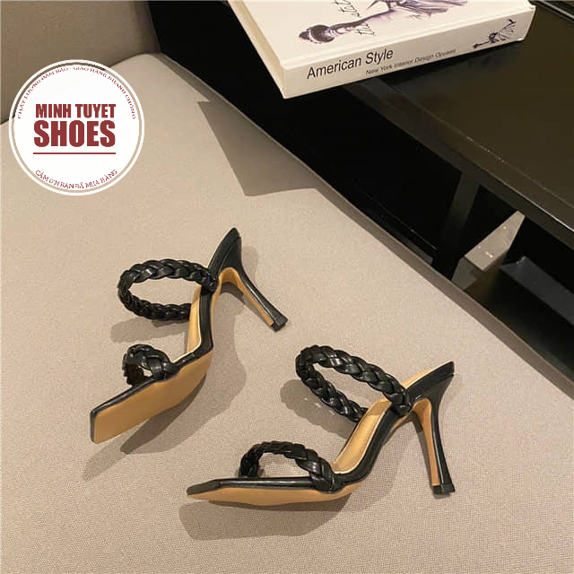 Giày cao gót nữ Minhtuyetshoes quai ngang bính guốc đế nhọn 6cm-7cm sang chảnh đi chơi đi tiệc