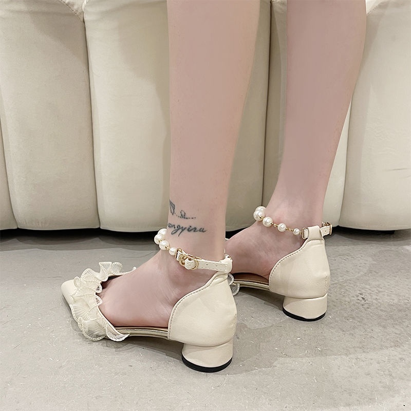 Giày Búp Bê Một Mảnh Đính Ngọc Trai Phong Cách Pháp Nhẹ Nhàng Nữ Tính