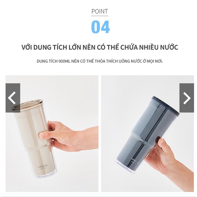Ly nhựa 2 lớp Lock&Lock double wall cold cup 900ML HAP502