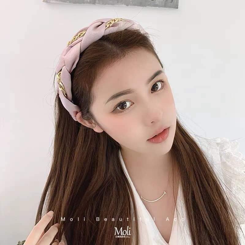 Cài Tóc Bện Lụa Dây Xích