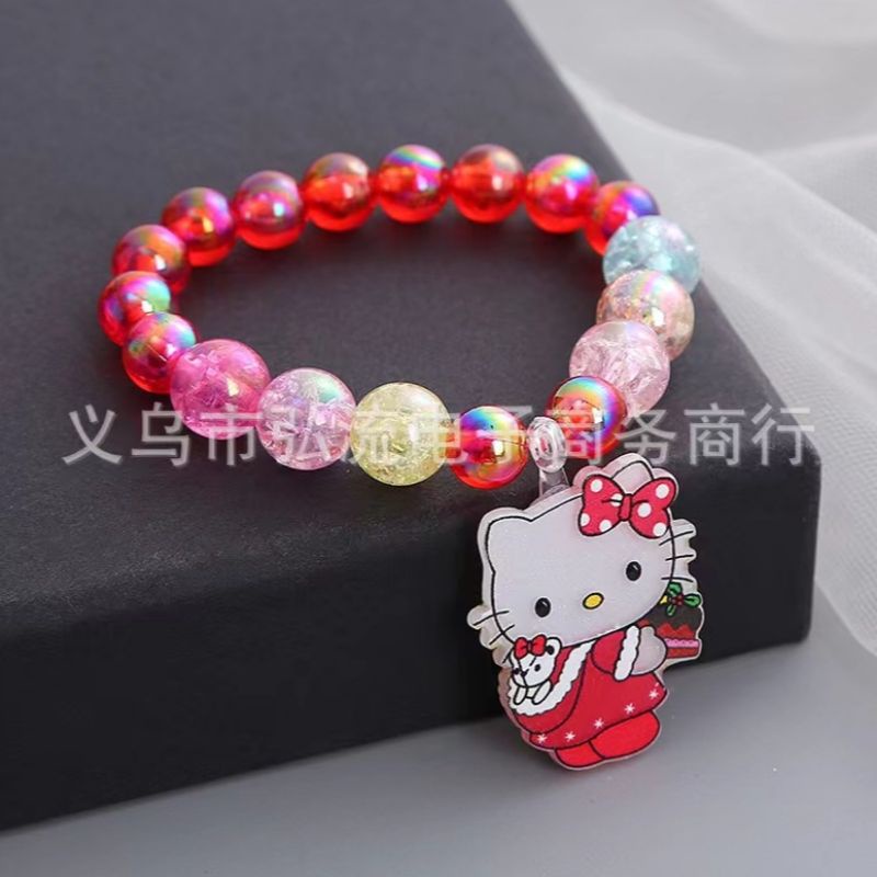 Phụ kiện vòng tay kèm charm cho bé gái xinh xắn hình mèo Kitty ngựa Pony cầu vồng 7 màu