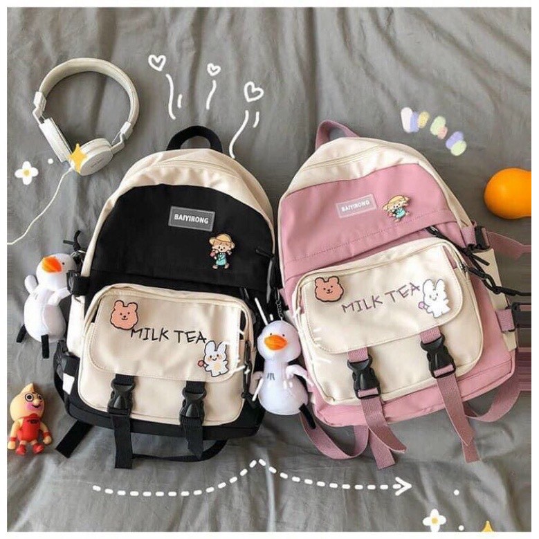 Balo ulzzang chống nước đi học đi chơi thời trang Milk Tea