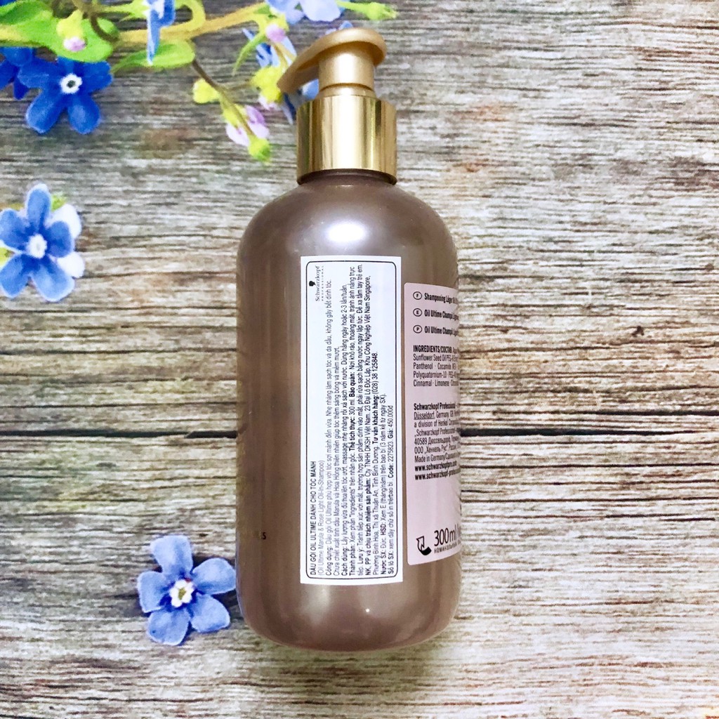 [+Tặng mũ trùm] Dầu gội chăm sóc tóc mảnh khô hư Schwarzkopf Ultime Oil Marula Rose 300ml (ĐỨC)