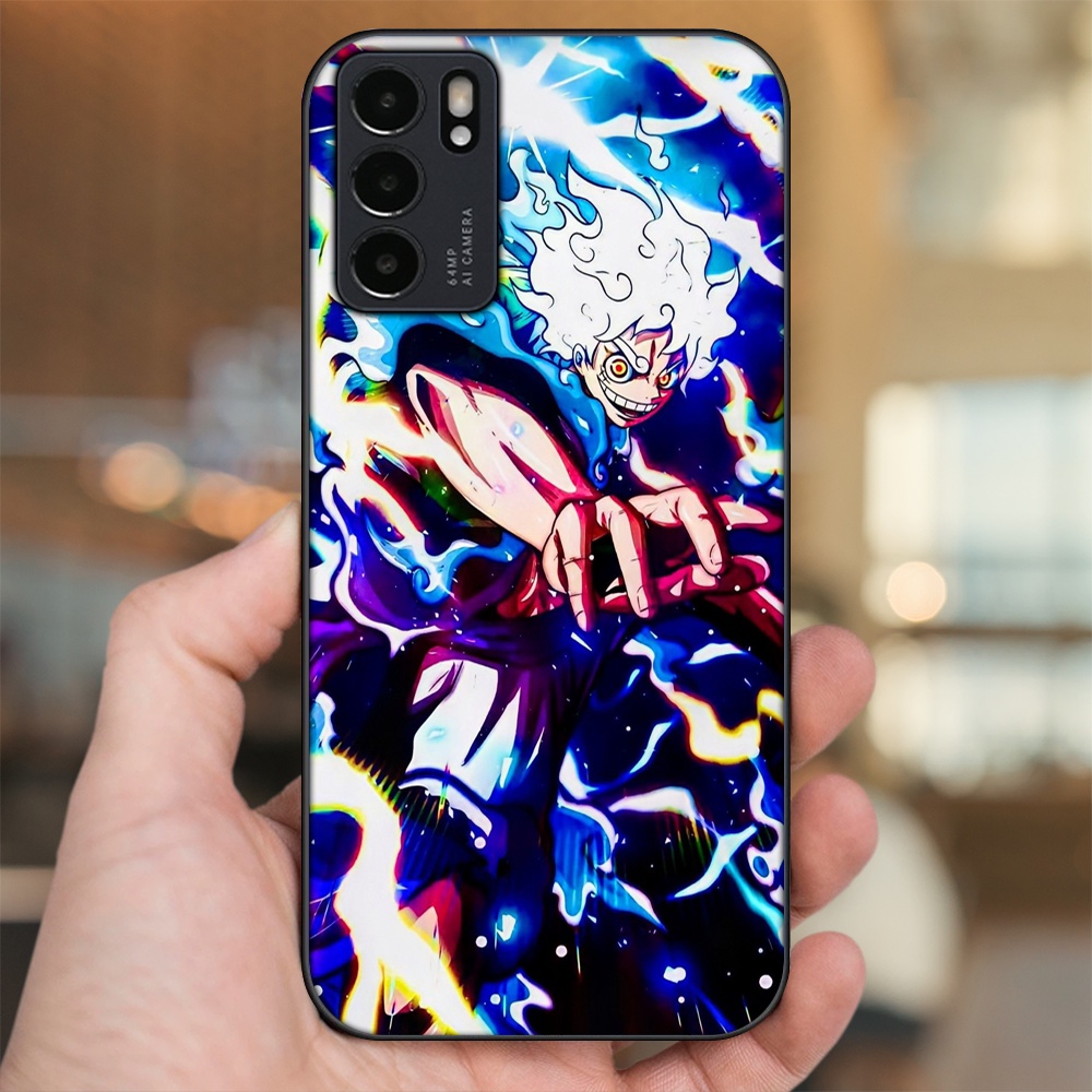 Ốp lưng Oppo Reno 6 5G viền đen in hình Luffy One Piece
