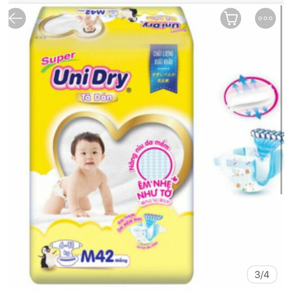 [TPHCM] Tã dán Unidry S48 M42 L38 XL34 miếng