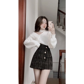 áo len lệch vai