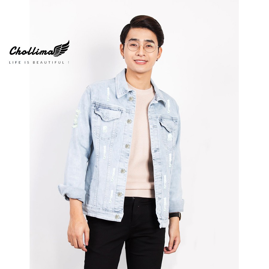 Áo khoác jean unisex nam nữ SAIGONJEAN rách,trắng bạc AKN003 - Áo khoác bò unisex ulzzang - HÀNG MỚI VỀ