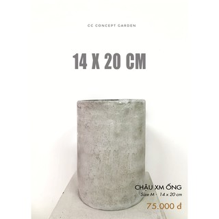 Chậu Xi Măng - Hình Ống Trụ Tròn 14x20cm