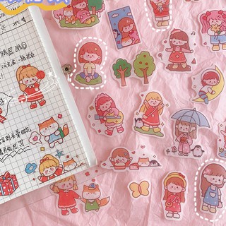 <24h Lô hàng> W&G Cô gái Sticker Sổ tay Sinh viên Tự làm Trang trí Sticker Nhật ký Sổ tay Trang trí Tường Sticker