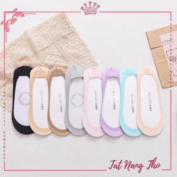 Set tất lười nữ 8 đôi màu pastel chất lụa mịn chảy trên da khoét sâu thoải mái đi giày cao gót SD54 * re nha1 '