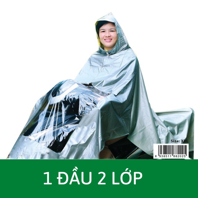 Áo Mưa Choàng 2 Lớp Có Kính Siêu Bền Không Thấm Nước Hồng Thắm, Made In Việt Nam
