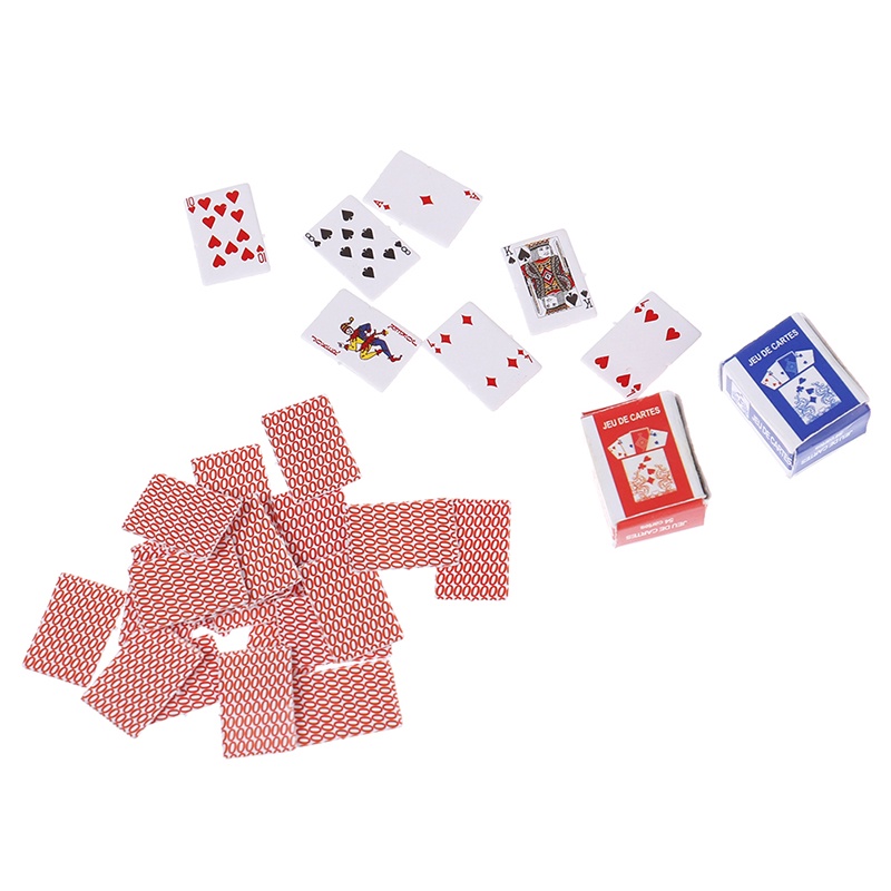 Bộ 2 Thẻ Bài Poker Mini Tỉ Lệ 1: 1 Dễ Thương Dùng Trang Trí Nhà Cửa