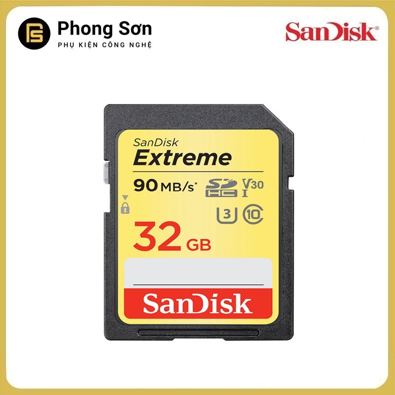 Thẻ nhớ SDHC SanDisk Extreme 32GB Class 10 UHS1-U3 90MB/s (Vàng)