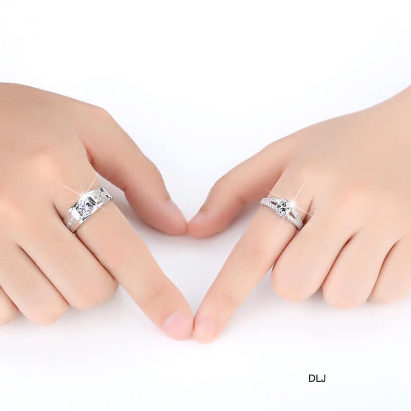 Nhẫn đôi nhẫn cặp bạc thật kiểu dáng trẻ trung - Kho sỉ bạc Nhất Linh