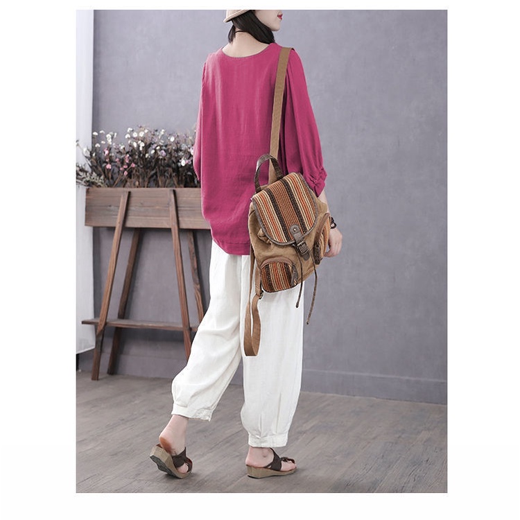 Áo thun tay cánh dơi dáng rộng thời trang mùa hè cho phụ nữ trung niên