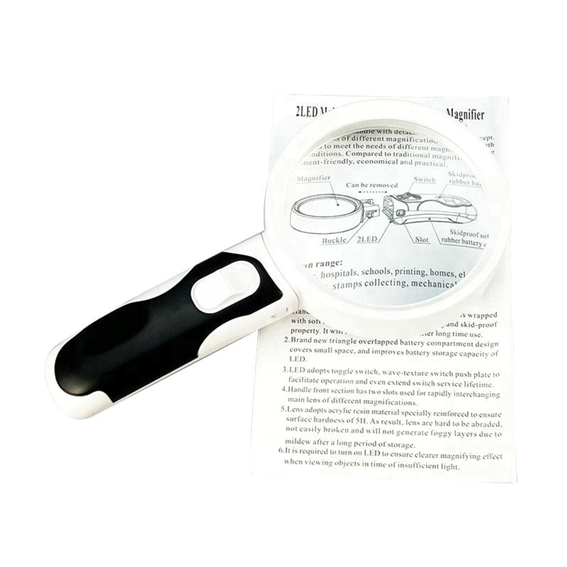 Kính Lúp Cầm Tay 2 Đèn LED Phóng To 2.5X / 10X Chuyên Dụng Cho Macula