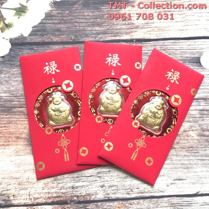 Bao lì xì Thần Tài Mạ Vàng Lồng Đèn vật phong thủy, tặng dịp Lễ Tết 2021, chất liệu Giấy bìa, hộp nhựa - SP005083
