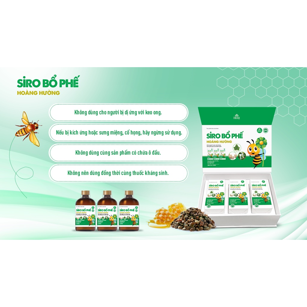 Siro Hoàng Hường 100ml, hỗ trợ bổ phế, trừ ho hóa đờm, giảm viêm họng viêm phế quản do nhiễm lạnh
