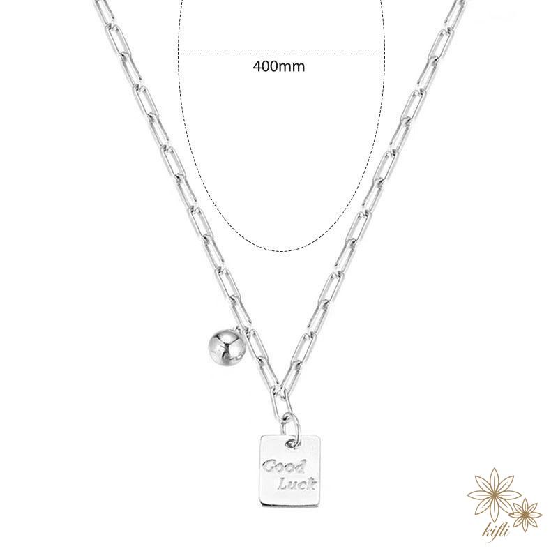 Vòng cổ Thép Titan Mặt Vuông Nhỏ May Mắn Phong Cách Hàn Quốc