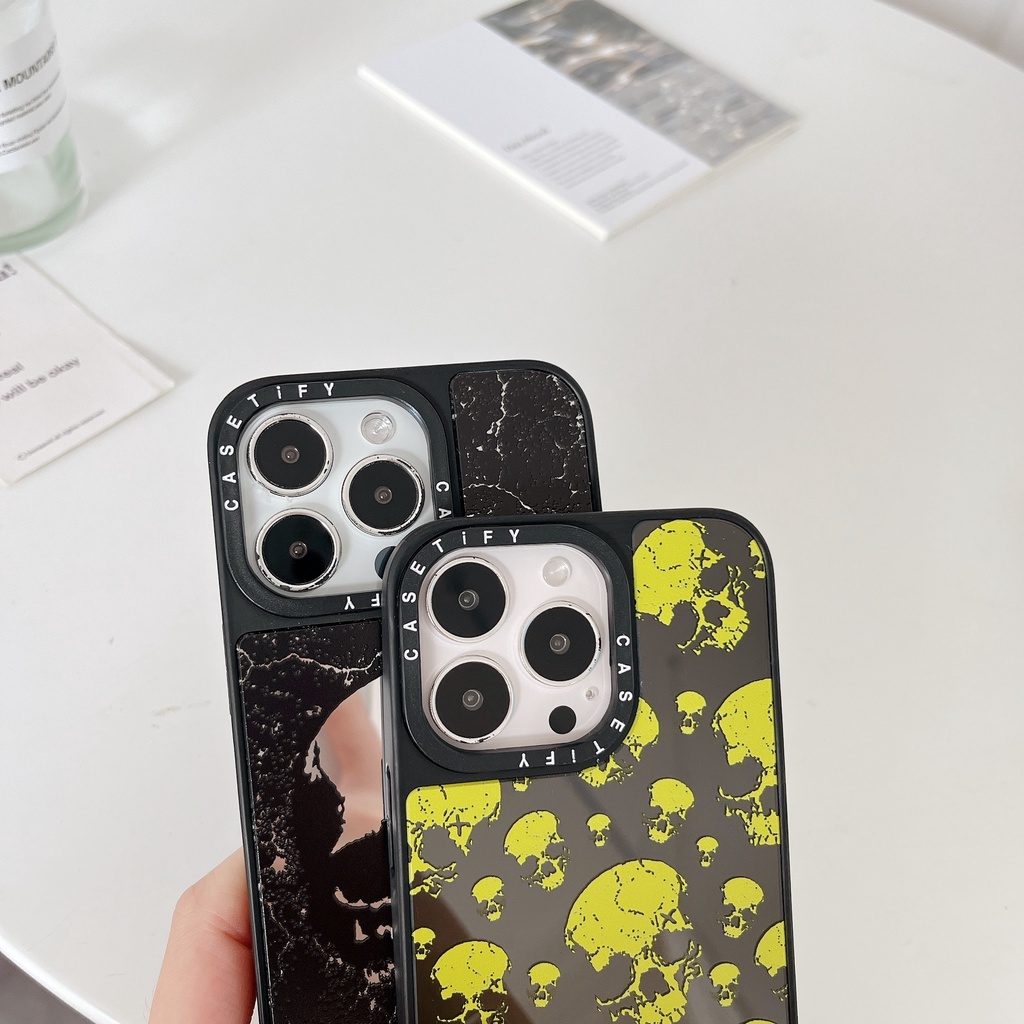 Ốp Điện Thoại Chống Sốc Tráng Gương Hình Đầu Lâu Cá Tính Cho Iphone
