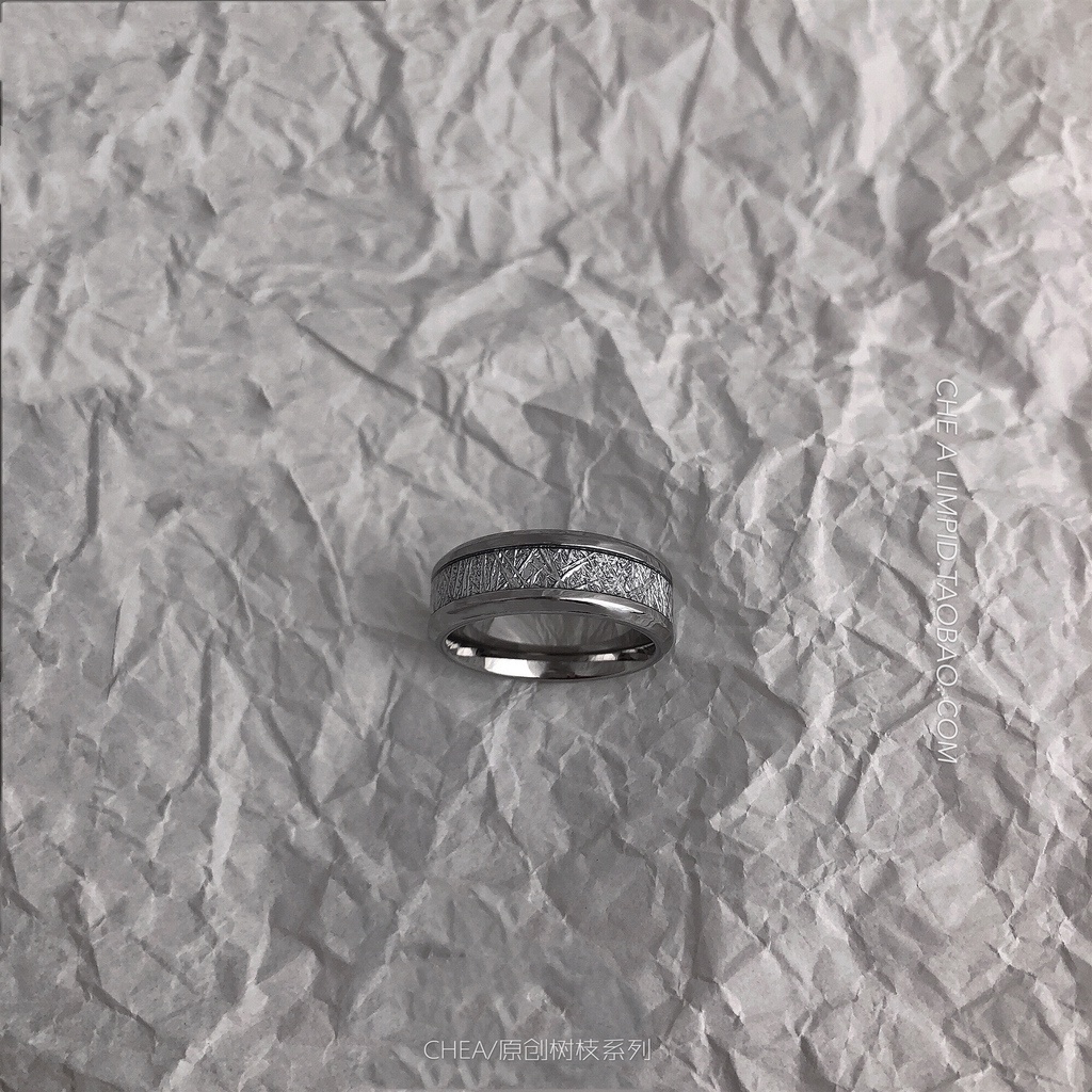 Nhẫn thép titan hai lớp họa tiết lụa phong cách harajuku hip hop 19237