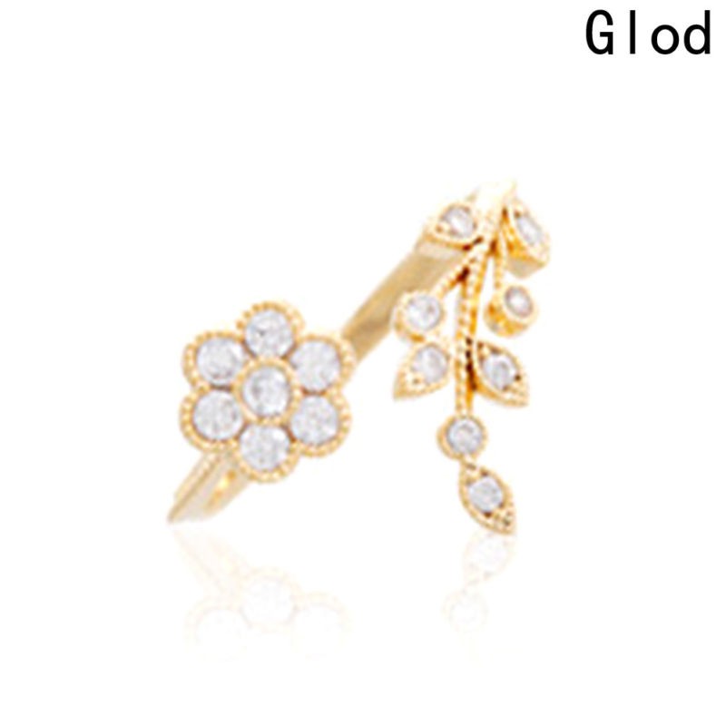 Nhẫn thiết kế hở hoạ tiết hoa lá đính đá nhân tạo thời trang