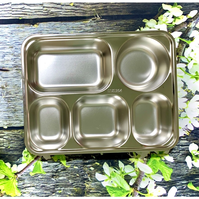 Khay cơm inox 5 ngăn sâu nhỏ SUS304 (28 x 22 x 4,5cm)