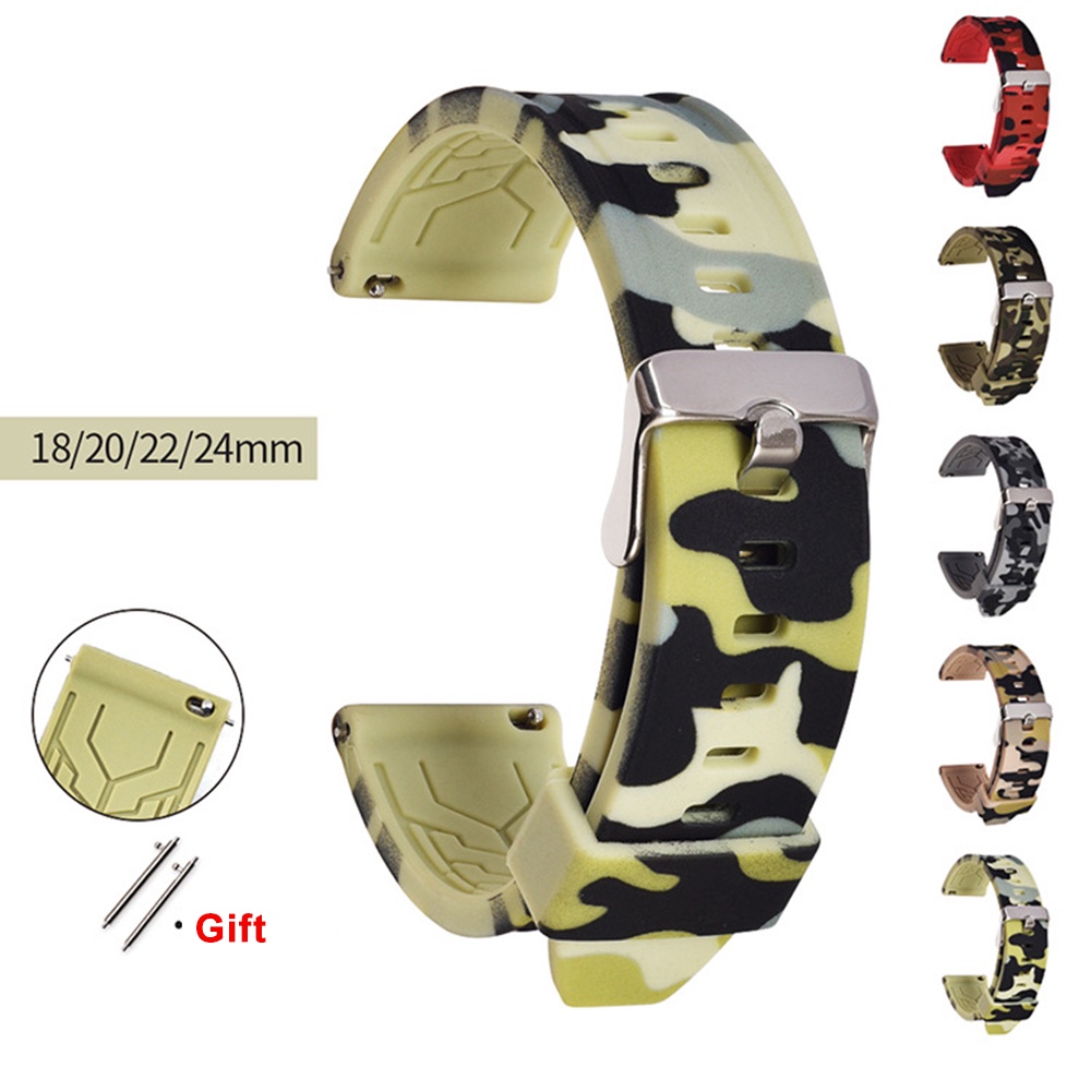 Dây Đeo Silicon 18/20/22mm 24mm Cho Đồng Hồ Thông Minh Samsung Galaxy Watch 4/Classic/46/42mm/Active 2 Gear S3 Huawei GT/2/3 Pro