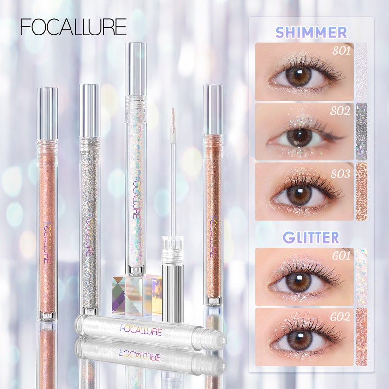 FOCALLURE Starlight Liquid Eyeshadow Diamond Flash Không thấm nước Lying Silk Silk Brightening Sequin Pearl High Gloss