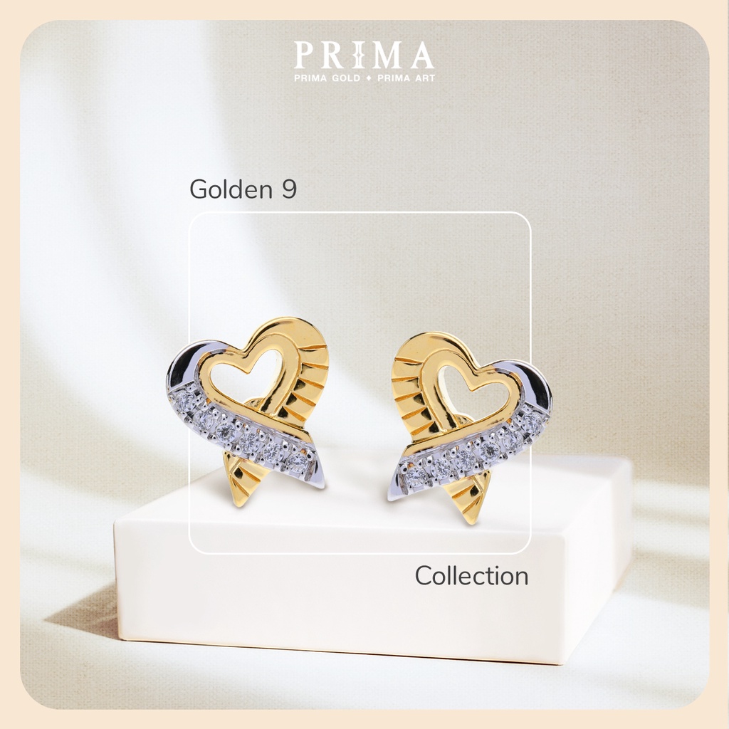PRIMA Bông Tai Kim cương - Vàng 9K - BST Golden 9 - Trái Tim - 991E1327