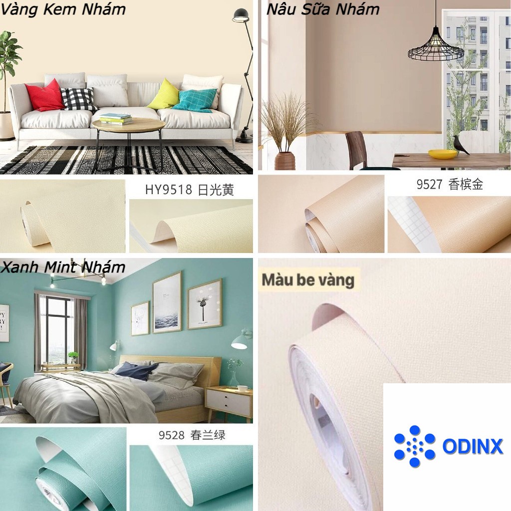 Giấy dán tường màu trơn pastel có sẵn keo khổ rộng 45 cm dài 10 mét / 1 cuộn(decal dán tường)
